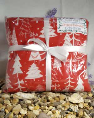 Christmas Cushion - Small -  Red with White Trees