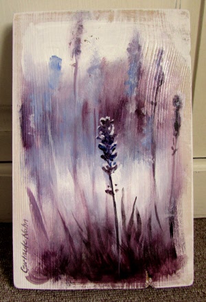 Lavender Plant painting on wood 